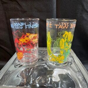 1974 Warner Bros Looney Tunes Sylvester‎ Tweety Wile E Coyote Juice Glasses